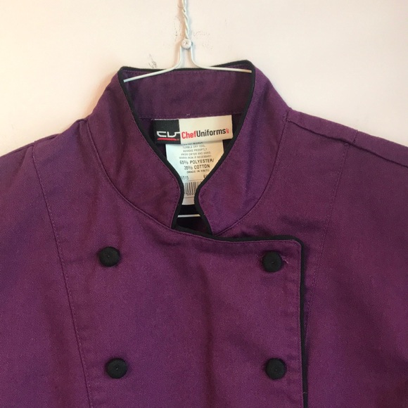 Women’s Tailored Button Down Purple Chef Coat with Black Piping. NWOT. - Picture 8 of 8